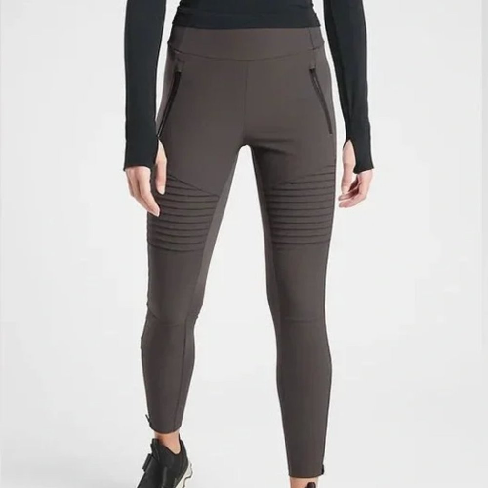 Athleta Moto Tights (Olive / Cargo) - Like New, Size 4